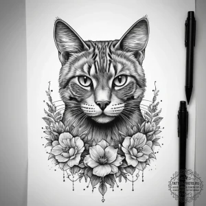 Tattoo sketch hands with a cat, tattoo line a... - эскиз тату (№1757363062_0, 08.09.2025 20:24) — tattoo-photo.ru