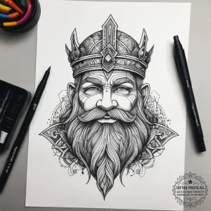 Tattoo sketch dwarven king, tattoo drawing ou... - эскиз тату (№1757363459_0, 08.09.2025 20:30) — tattoo-photo.ru