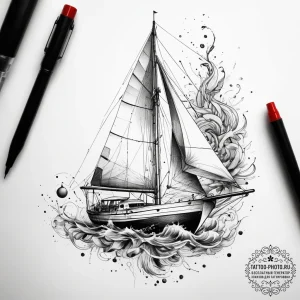 Tattoo sketch парусник, concept art for tatto... - эскиз тату (№1757364856_0, 08.09.2025 20:54) — tattoo-photo.ru