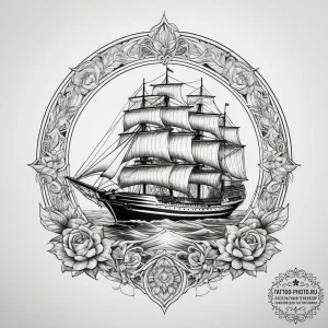 Tattoo sketch ship, tattoo drawing outline, o... - эскиз тату (№1757368813_0, 08.09.2025 22:00) — tattoo-photo.ru