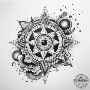 Tattoo sketch cosmic beginning - эскиз тату (№1757369805_0, 08.09.2025 22:16) — tattoo-photo.ru