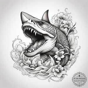 Tattoo sketch shark jaws, concept art for tat... - эскиз тату (№1757370796_0, 08.09.2025 22:33) — tattoo-photo.ru