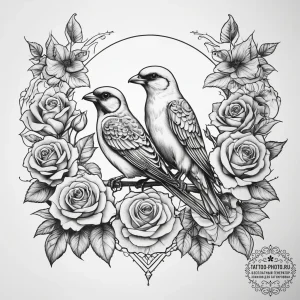Tattoo sketch birdwatching a bird on a branch... - эскиз тату (№1757371390_0, 08.09.2025 22:43) — tattoo-photo.ru