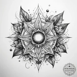 Tattoo sketch cosmic spring - эскиз тату (№1757373596_0, 08.09.2025 23:19) — tattoo-photo.ru