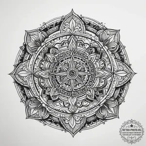 Tattoo sketch mandala, ink illustration for t... - эскиз тату (№1757374189_0, 08.09.2025 23:29) — tattoo-photo.ru