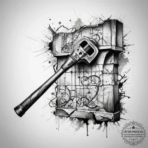 Tattoo sketch berlin wall with a hammer - эскиз тату (№1757375375_0, 08.09.2025 23:49) — tattoo-photo.ru