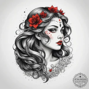 Tattoo sketch rusalka with a song, concept ar... - эскиз тату (№1757375575_0, 08.09.2025 23:52) — tattoo-photo.ru