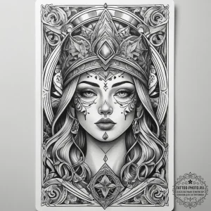Tattoo sketch tarot card hermit, tattoo flash... - эскиз тату (№1757376375_0, 09.09.2025 00:06) — tattoo-photo.ru