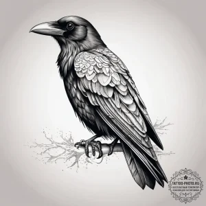 Tattoo sketch raven, tattoo line art, dotwork... - эскиз тату (№1757376770_0, 09.09.2025 00:12) — tattoo-photo.ru