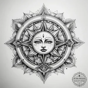 Tattoo sketch cosmic history, ink illustratio... - эскиз тату (№1757377358_0, 09.09.2025 00:22) — tattoo-photo.ru