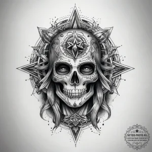 Tattoo sketch cosmic ghost, artistic tattoo s... - эскиз тату (№1757377557_0, 09.09.2025 00:25) — tattoo-photo.ru