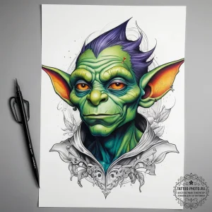 Tattoo sketch goblin with a knife, artistic t... - эскиз тату (№1757378365_0, 09.09.2025 00:39) — tattoo-photo.ru