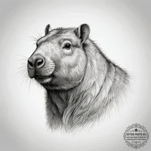 Tattoo sketch capybara, ink illustration for... - эскиз тату (№1757379161_0, 09.09.2025 00:52) — tattoo-photo.ru
