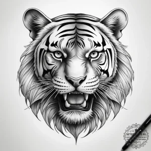 Tattoo sketch узор в виде тигра, tattoo line... - эскиз тату (№1757380368_0, 09.09.2025 01:12) — tattoo-photo.ru