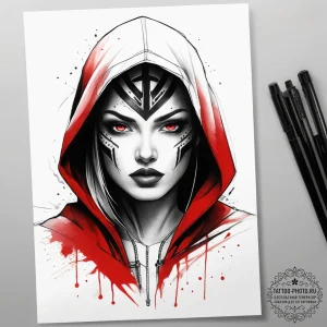Tattoo sketch cape with a hood, concept art f... - эскиз тату (№1757382345_0, 09.09.2025 01:45) — tattoo-photo.ru