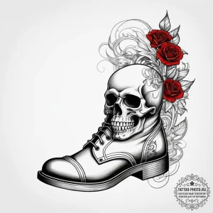 Tattoo sketch skinhead boot and a skull, tatt... - эскиз тату (№1757383940_0, 09.09.2025 02:12) — tattoo-photo.ru