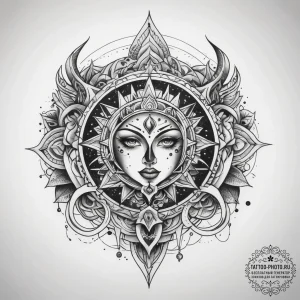 Tattoo sketch cosmic creation, ink illustrati... - эскиз тату (№1757386905_0, 09.09.2025 03:01) — tattoo-photo.ru