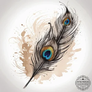 Tattoo sketch peacock feather krishna, tattoo... - эскиз тату (№1757389679_0, 09.09.2025 03:47) — tattoo-photo.ru