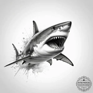 Tattoo sketch great white shark - эскиз тату (№1757392643_0, 09.09.2025 04:37) — tattoo-photo.ru