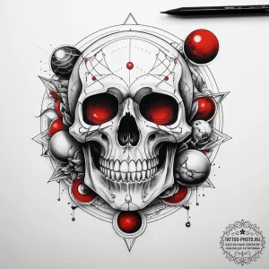 Tattoo sketch череп с планетами, tattoo line... - эскиз тату (№1757394220_0, 09.09.2025 05:03) — tattoo-photo.ru