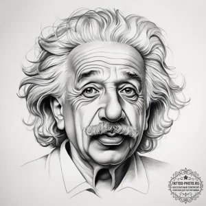 Tattoo sketch albert einstein sticking his to... - эскиз тату (№1757395008_0, 09.09.2025 05:16) — tattoo-photo.ru