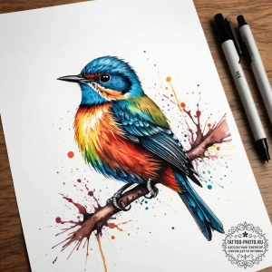 Tattoo sketch canyon wren, tattoo sketch desi... - эскиз тату (№1757396399_0, 09.09.2025 05:39) — tattoo-photo.ru
