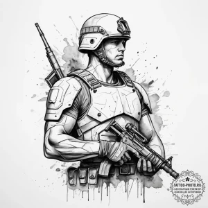 Tattoo sketch soldier with a letter, tattoo d... - эскиз тату (№1757397588_0, 09.09.2025 05:59) — tattoo-photo.ru