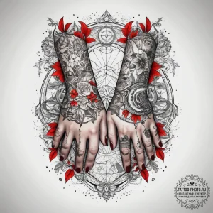 Tattoo sketch hands with a map, tattoo flash... - эскиз тату (№1757397782_0, 09.09.2025 06:03) — tattoo-photo.ru