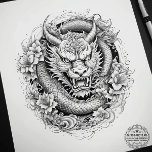 Tattoo sketch holy narrative, ink illustratio... - эскиз тату (№1757399574_0, 09.09.2025 06:32) — tattoo-photo.ru