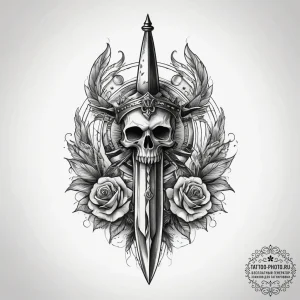 Tattoo sketch dagger, tattoo flash sheet desi... - эскиз тату (№1757400175_0, 09.09.2025 06:42) — tattoo-photo.ru