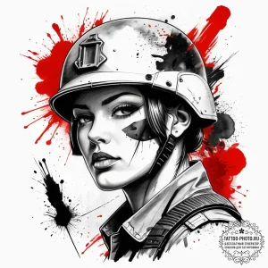 Tattoo sketch soldier with a brush, tattoo fl... - эскиз тату (№1757401165_0, 09.09.2025 06:59) — tattoo-photo.ru