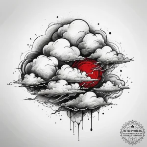 Tattoo sketch storm clouds, ink illustration... - эскиз тату (№1757401362_0, 09.09.2025 07:02) — tattoo-photo.ru