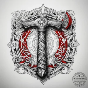 Tattoo sketch woodworking a hammer and saw, t... - эскиз тату (№1757402757_0, 09.09.2025 07:25) — tattoo-photo.ru