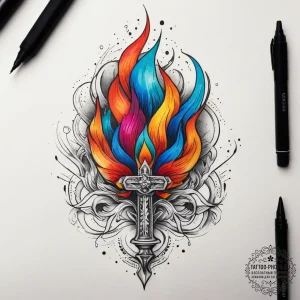 Tattoo sketch fire, tattoo sketch design, fin... - эскиз тату (№1757405707_0, 09.09.2025 08:15) — tattoo-photo.ru