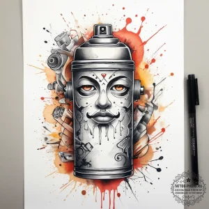 Tattoo sketch graffiti character with a spray... - эскиз тату (№1757406508_0, 09.09.2025 08:28) — tattoo-photo.ru