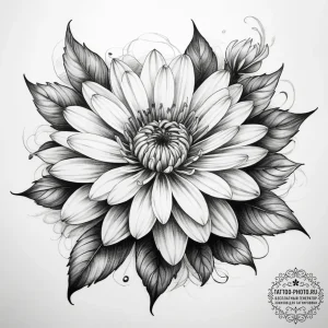 Tattoo sketch aster flower - эскиз тату (№1757411655_0, 09.09.2025 09:54) — tattoo-photo.ru