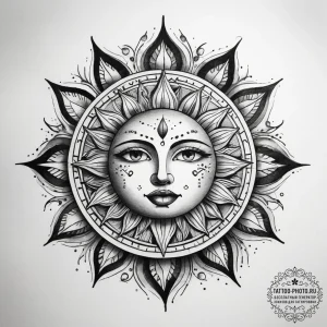 Tattoo sketch узор в виде солнца, tattoo draw... - эскиз тату (№1757411861_0, 09.09.2025 09:57) — tattoo-photo.ru