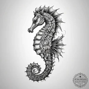Tattoo sketch морской конек - эскиз тату (№1757412056_0, 09.09.2025 10:00) — tattoo-photo.ru