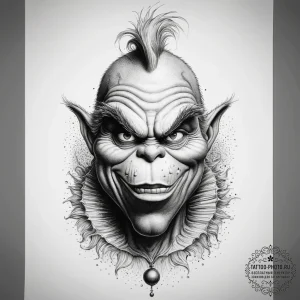 Tattoo sketch the grinch with a tail, artisti... - эскиз тату (№1757414218_0, 09.09.2025 10:36) — tattoo-photo.ru