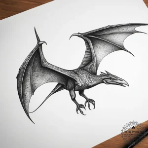 Tattoo sketch pterodactyl, tattoo line art, d... - эскиз тату (№1757414796_0, 09.09.2025 10:46) — tattoo-photo.ru