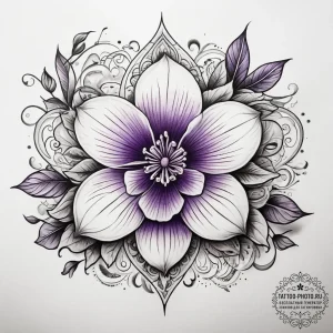 Tattoo sketch violet flower, concept art for... - эскиз тату (№1757416578_0, 09.09.2025 11:16) — tattoo-photo.ru