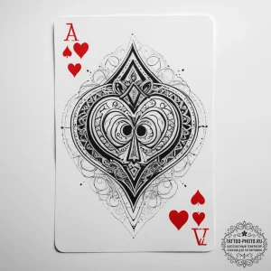 Tattoo sketch ace of hearts - эскиз тату (№1757417731_0, 09.09.2025 11:35) — tattoo-photo.ru