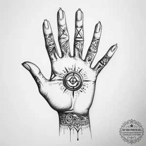 Tattoo sketch open hand symbol - эскиз тату (№1757418693_0, 09.09.2025 11:51) — tattoo-photo.ru