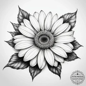 Tattoo sketch gerbera daisy - эскиз тату (№1757419077_0, 09.09.2025 11:57) — tattoo-photo.ru