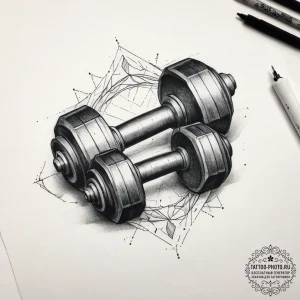 Tattoo sketch trainer dumbbell and weights, t... - эскиз тату (№1757431112_0, 09.09.2025 15:18) — tattoo-photo.ru
