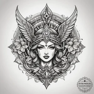 Tattoo sketch blessed victory, tattoo flash s... - эскиз тату (№1757434841_0, 09.09.2025 16:20) — tattoo-photo.ru