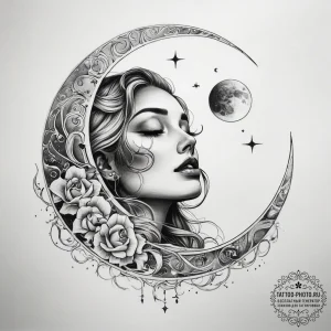 Tattoo sketch moon tattoo - эскиз тату (№1757435429_0, 09.09.2025 16:30) — tattoo-photo.ru