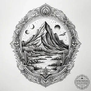 Tattoo sketch desert, concept art for tattoo,... - эскиз тату (№1757435626_0, 09.09.2025 16:33) — tattoo-photo.ru