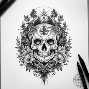 Tattoo sketch forest, ink illustration for ta... - эскиз тату (№1757436017_0, 09.09.2025 16:40) — tattoo-photo.ru