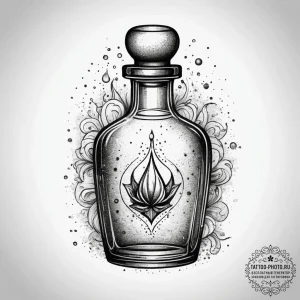 Tattoo sketch magic potion bottle, tattoo lin... - эскиз тату (№1757436406_0, 09.09.2025 16:46) — tattoo-photo.ru